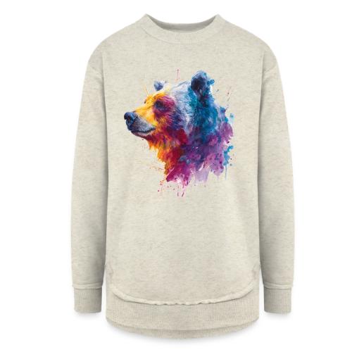 Watercolor Bear Portrait - Women's Weekend Tunic Fleece Sweatshirt