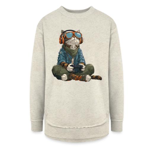 Cat: Purrfect Player - Women's Weekend Tunic Fleece Sweatshirt