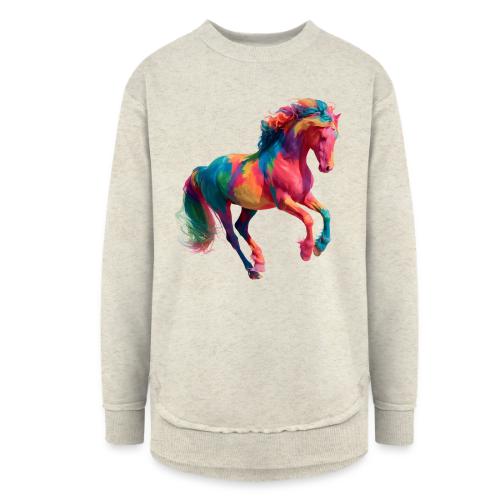 Colorful Paint Splatter Horse Art - Women's Weekend Tunic Fleece Sweatshirt