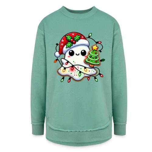 Christmas Collection - Snow Ghost in Santa Hat - Women's Weekend Tunic Fleece Sweatshirt
