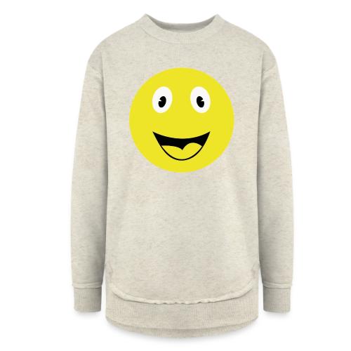 Yellow Happy Face Print - Women's Weekend Tunic Fleece Sweatshirt