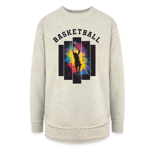 Basketball Slam Dunk Splash Design - Women's Weekend Tunic Fleece Sweatshirt