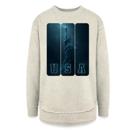 Neon Liberty USA Triptych - Women's Weekend Tunic Fleece Sweatshirt