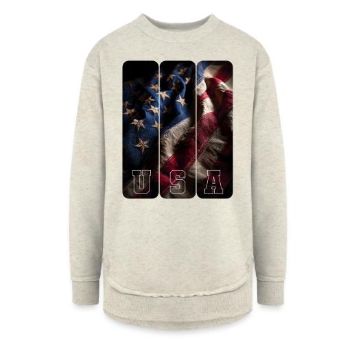 USA: Worn Stars and Stripes - Women's Weekend Tunic Fleece Sweatshirt