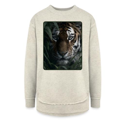 Tiger Jungle Eyes Wildlife Design - Women's Weekend Tunic Fleece Sweatshirt