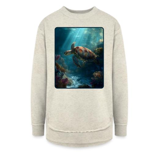Sea Turtle Coral Reef Design - Women's Weekend Tunic Fleece Sweatshirt