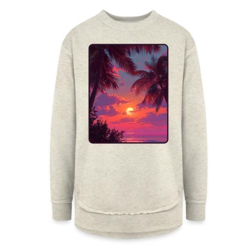 Tropical Sunset Palm Silhouette Design - Women's Weekend Tunic Fleece Sweatshirt