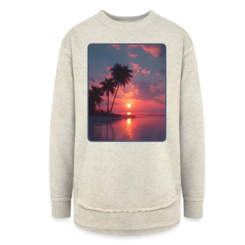 Tropical Sunset Ocean Reflection Design - Women's Weekend Tunic Fleece Sweatshirt