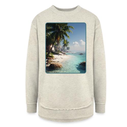 Tropical Beach Paradise Palm Design - Women's Weekend Tunic Fleece Sweatshirt