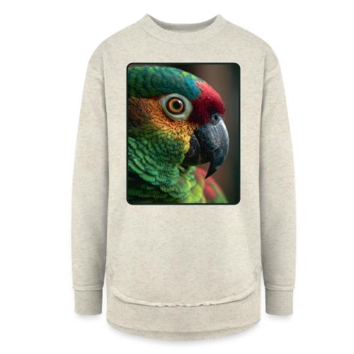 Colorful Parrot Close-Up Design - Women's Weekend Tunic Fleece Sweatshirt