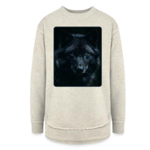 Black Wolf Intense Eyes Portrait Design - Women's Weekend Tunic Fleece Sweatshirt