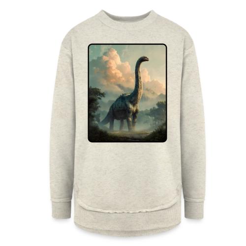 Brachiosaurus Prehistoric Scene Design - Women's Weekend Tunic Fleece Sweatshirt