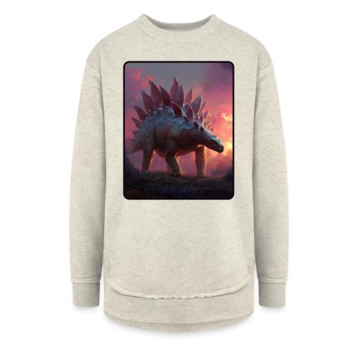 Stegosaurus Sunset Forest Design - Women's Weekend Tunic Fleece Sweatshirt