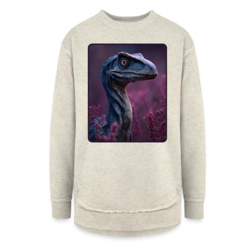 Blue Velociraptor Portrait Design - Women's Weekend Tunic Fleece Sweatshirt