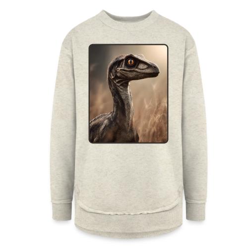 Velociraptor Feathered Portrait Design - Women's Weekend Tunic Fleece Sweatshirt