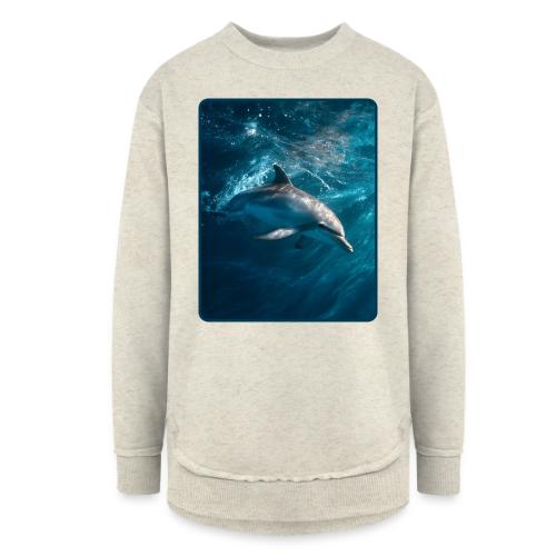 Dolphin Sunlit Ocean Serenity Design - Women's Weekend Tunic Fleece Sweatshirt