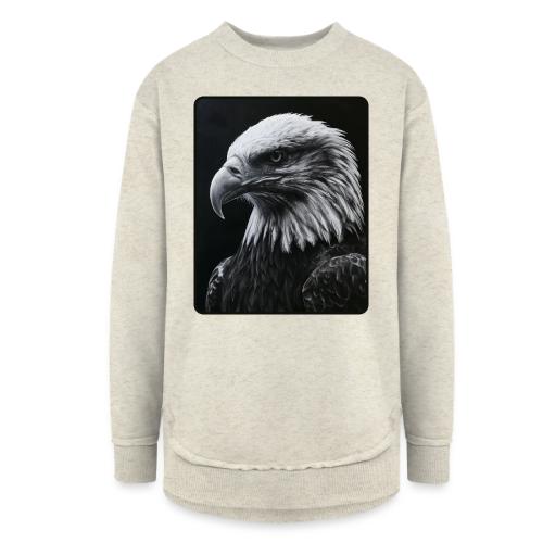 Black White Bald Eagle Design - Women's Weekend Tunic Fleece Sweatshirt