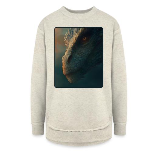 Golden Eye Dragon Close-Up Design - Women's Weekend Tunic Fleece Sweatshirt