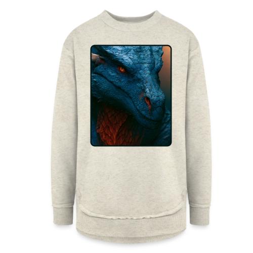 Turquoise Dragon Fire Eye Design - Women's Weekend Tunic Fleece Sweatshirt