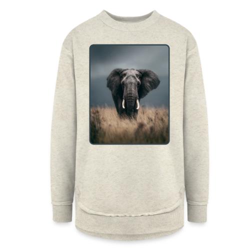 Majestic African Elephant Portrait Design - Women's Weekend Tunic Fleece Sweatshirt