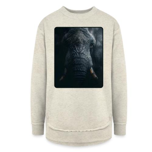 Shadow Elephant Intense Eyes Design - Women's Weekend Tunic Fleece Sweatshirt