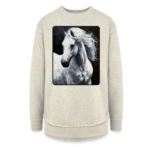 White Horse Oil Painting Design - Women's Weekend Tunic Fleece Sweatshirt