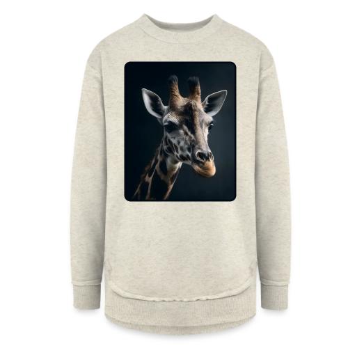 Majestic Giraffe Artistic Portrait Design - Women's Weekend Tunic Fleece Sweatshirt