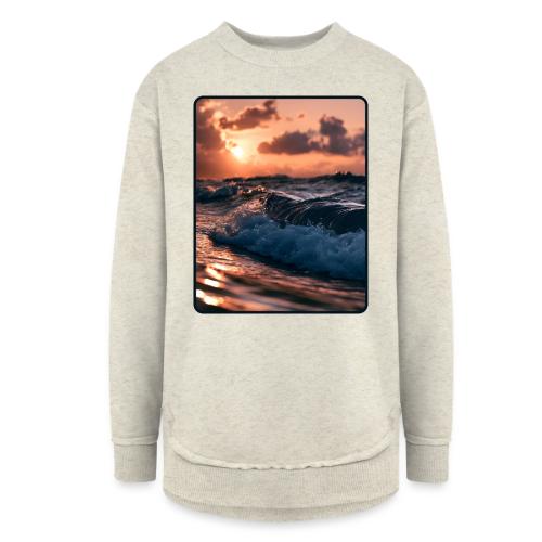 Golden Sunset Ocean Wave - Women's Weekend Tunic Fleece Sweatshirt
