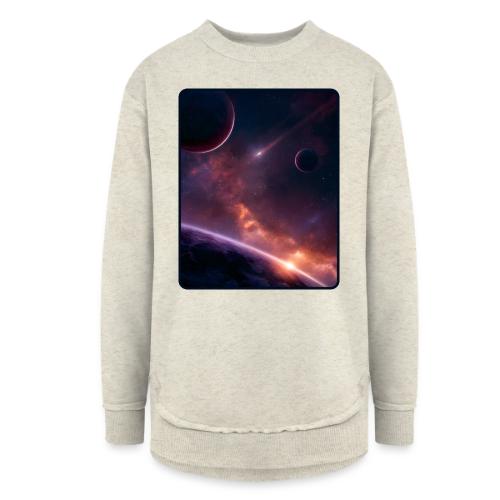 Cosmic Sunset Nebula Space Art - Women's Weekend Tunic Fleece Sweatshirt