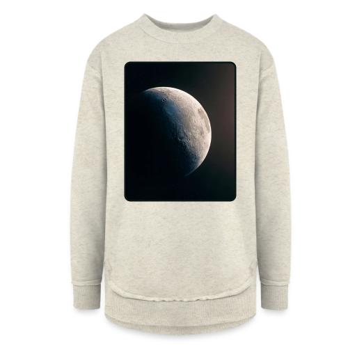 Crescent Moon Celestial Artwork - Women's Weekend Tunic Fleece Sweatshirt