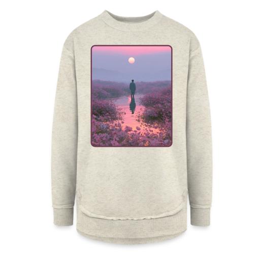Ethereal Sunset Flower Field Art - Women's Weekend Tunic Fleece Sweatshirt