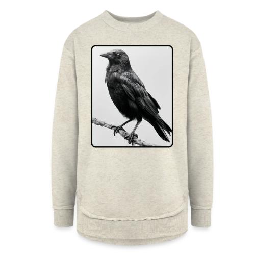Raven Black and White Art Design - Women's Weekend Tunic Fleece Sweatshirt