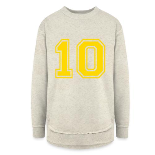 Number 10 in a classic athletic collegiate font - Women's Weekend Tunic Fleece Sweatshirt