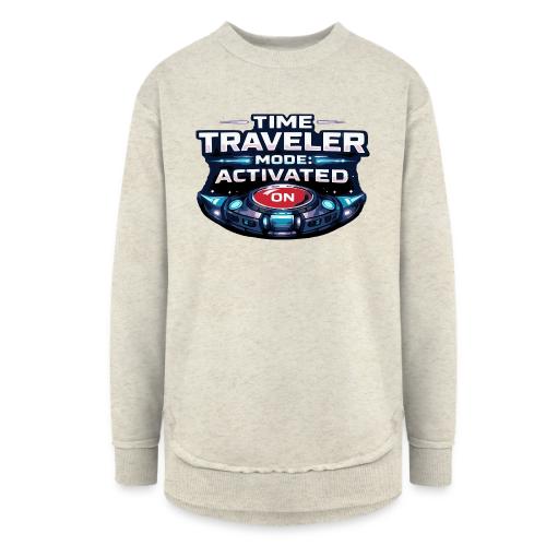 Time Traveler Mode – Futuristic Neon Sci-Fi Tee - Women's Weekend Tunic Fleece Sweatshirt
