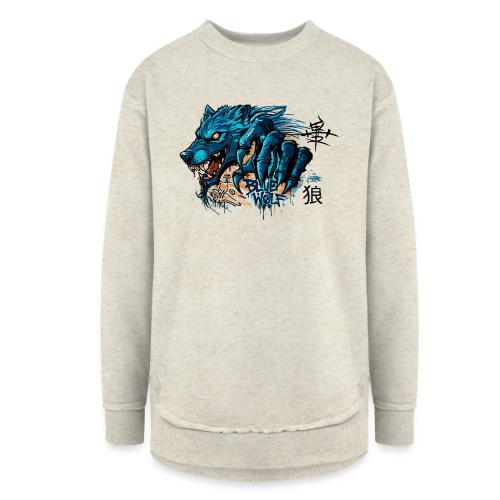 Blue Wolf Graffiti Street Art - Women's Weekend Tunic Fleece Sweatshirt