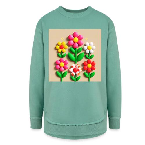 3D Flowers and Butterflies in Amber, Floral Design - Women's Weekend Tunic Fleece Sweatshirt