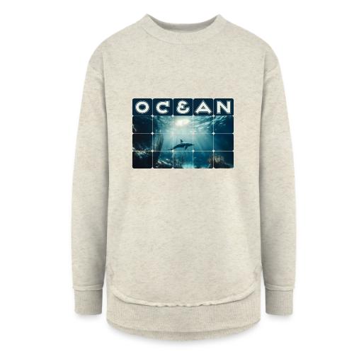 Ocean: Dolphin’s Serenity - Women's Weekend Tunic Fleece Sweatshirt