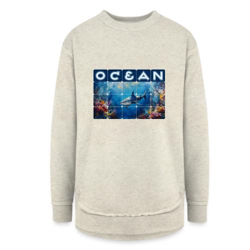 Ocean: Synthwave Shark - Women's Weekend Tunic Fleece Sweatshirt