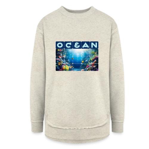 Ocean: Neon Reef Glow - Women's Weekend Tunic Fleece Sweatshirt