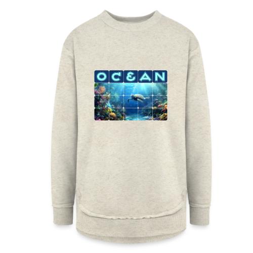 Ocean: Turtle Drift - Women's Weekend Tunic Fleece Sweatshirt