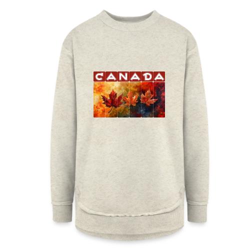 Painted Canada Leaves - Women's Weekend Tunic Fleece Sweatshirt