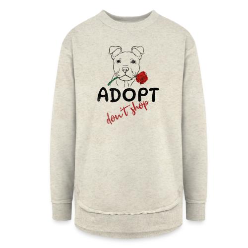 Retro Adopt Dont Shop Cute Puppy Rose Tee - Women's Weekend Tunic Fleece Sweatshirt