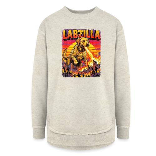 Labzilla Giant Yellow Labrador Monster Tee - Women's Weekend Tunic Fleece Sweatshirt