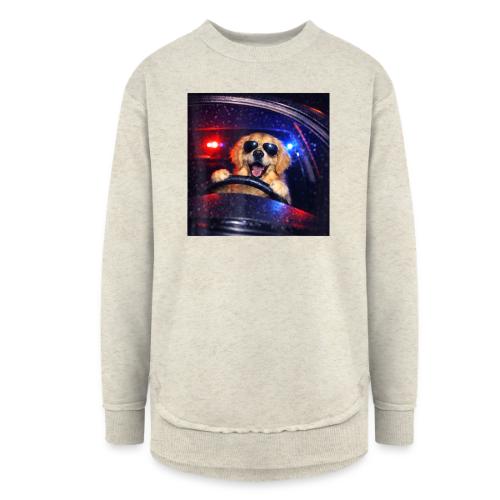 Funny Police Golden Retriever Meme Tee - Women's Weekend Tunic Fleece Sweatshirt