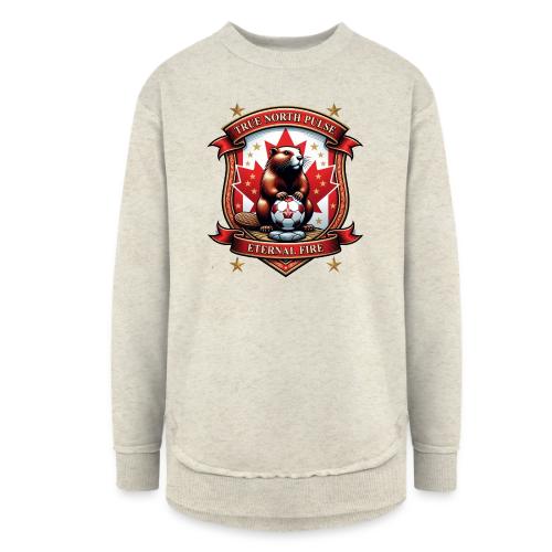 Canada Beaver Crest T-Shirt, Pride Badge Gift - Women's Weekend Tunic Fleece Sweatshirt