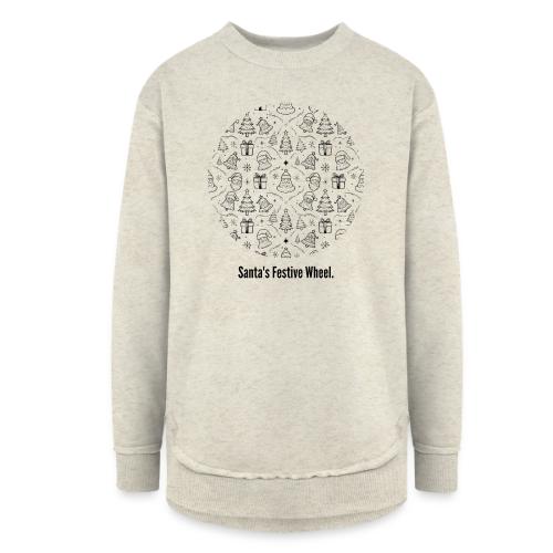 Santa's Festive Wheel T-Shirt - Women's Weekend Tunic Fleece Sweatshirt