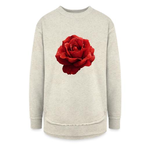 Rose: Crimson Dew Bloom - Women's Weekend Tunic Fleece Sweatshirt