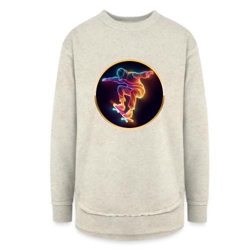 Skateboarding: Midnight Neon Skater - Women's Weekend Tunic Fleece Sweatshirt