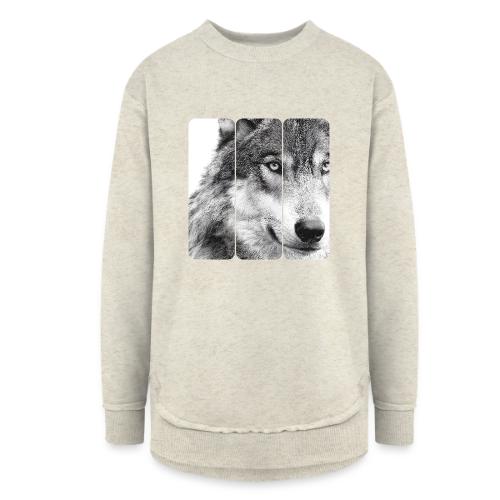 Wolf Face Triptych: Silent Alpha - Women's Weekend Tunic Fleece Sweatshirt