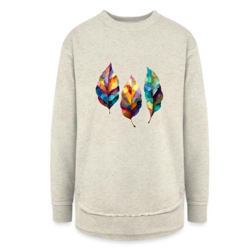 Art: Colorful Leaf Harmony - Women's Weekend Tunic Fleece Sweatshirt